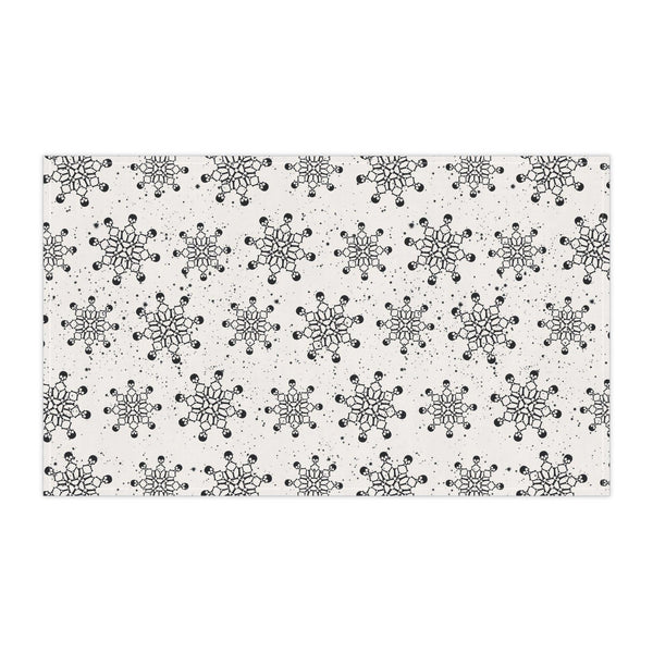 Goth Christmas Skull Snowflakes Creepmas White Kitchen Tea Towel