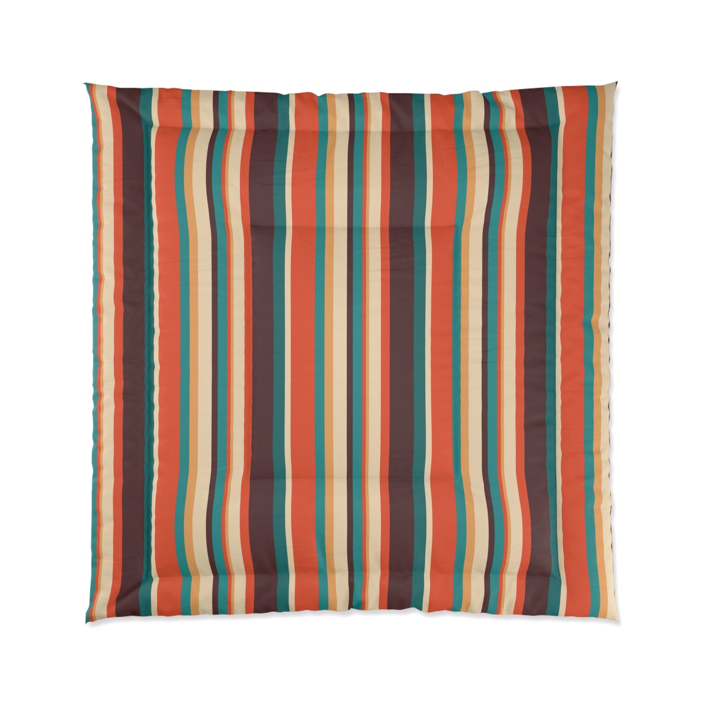 Retro 60s 70s Brown, Orange & Cream Striped MCM Comforter