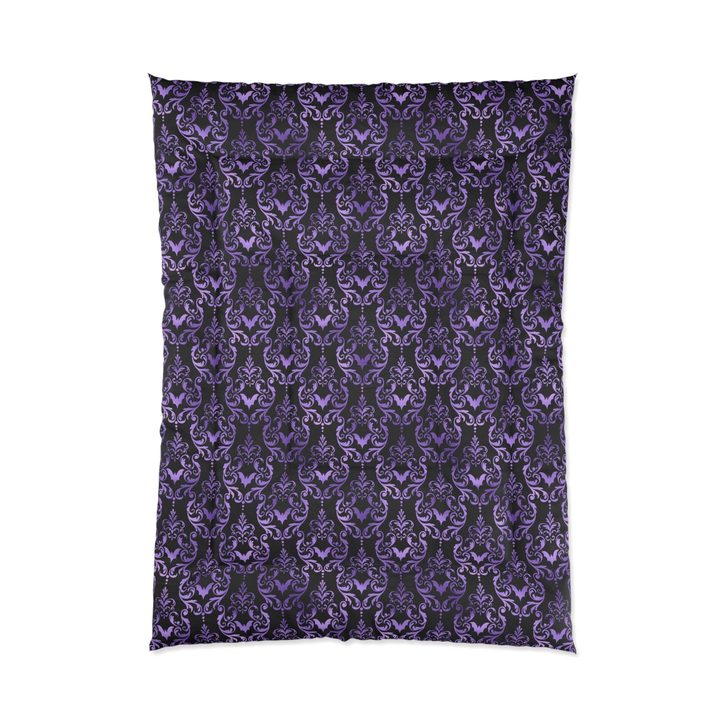 Goth Damask Purple Bat Halloween Glam Goth Black Comforter