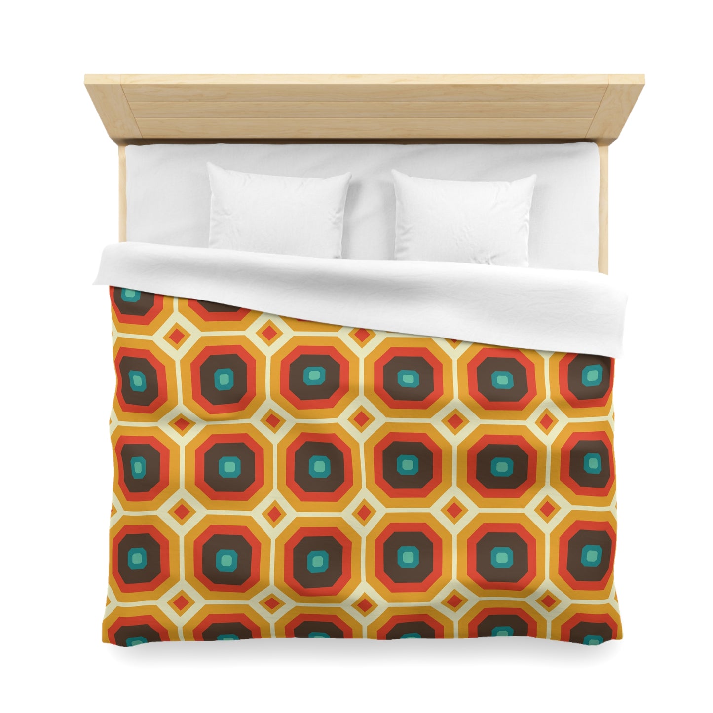 Retro 60s 70s Funky Mid Century Mod Orange & Brown Duvet Cover