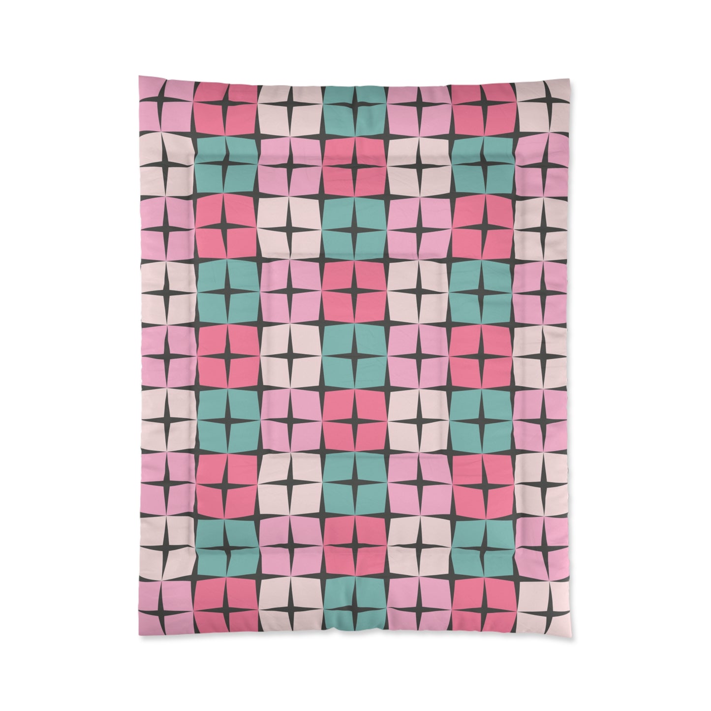 Palm Springs Bedding Retro Inspired 50s 60s Atomic Star Mid Century Mod Pink & Turquoise Blue Comforter
