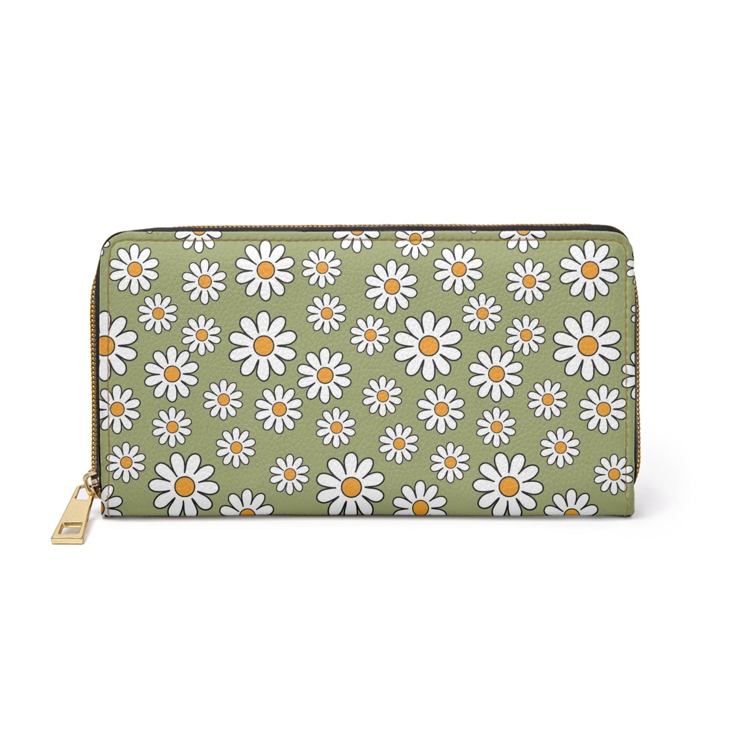 Boho Daisy Sage Green Zipper Wallet | lovevisionkarma.com