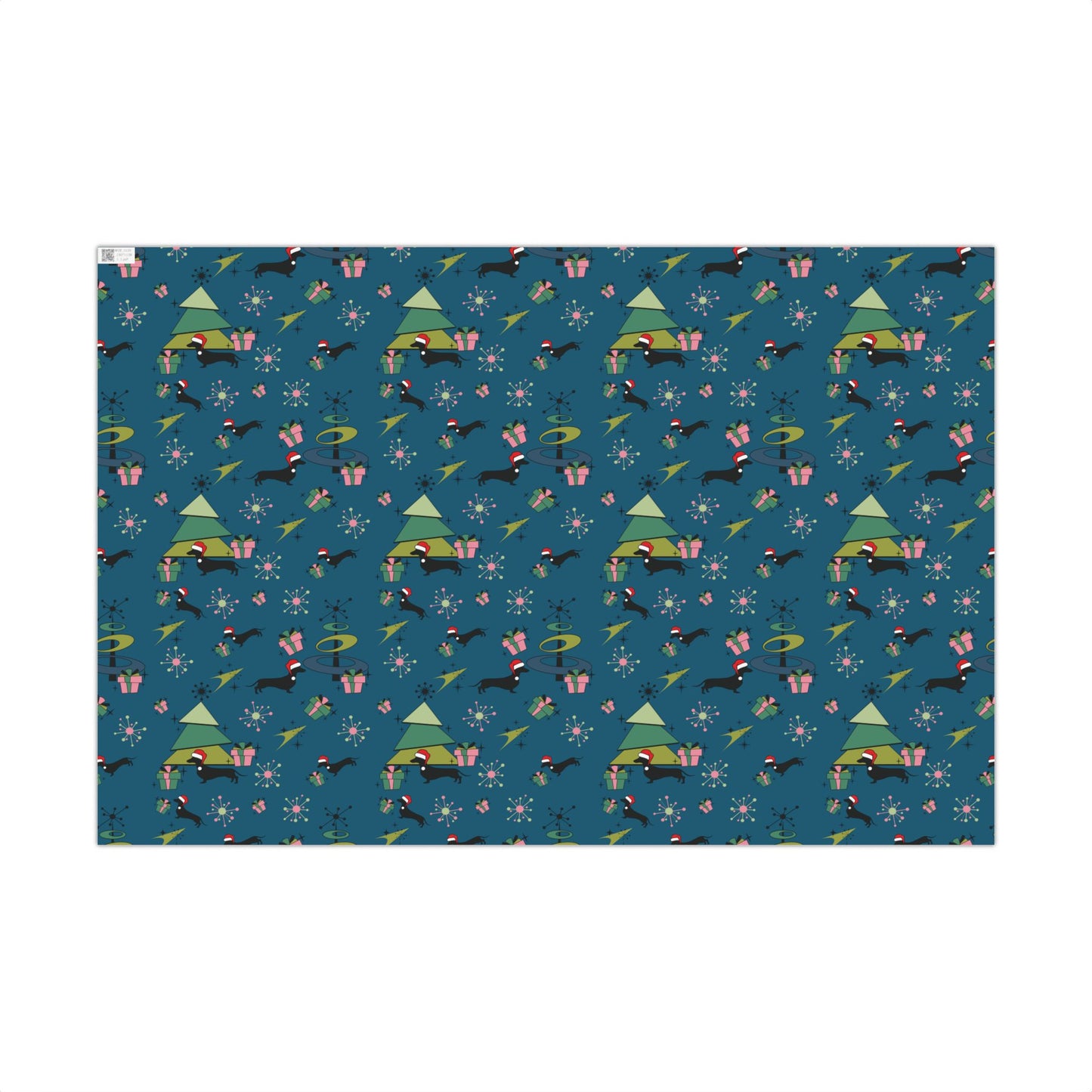 Retro 50s Atomic Dachshund Wiener Dog MCM Blue Eco-Friendly Wrapping Paper