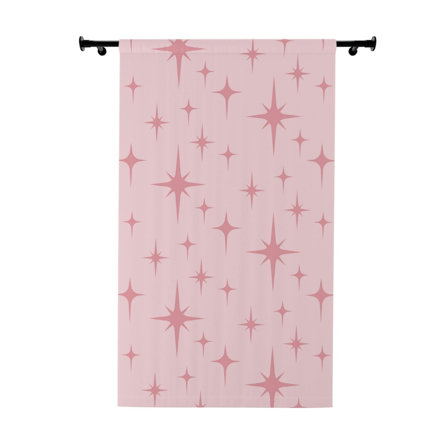 Retro 50s Pink Atomic Starburst Mid Century Modern Blackout Window Curtain | lovevisionkarma.com