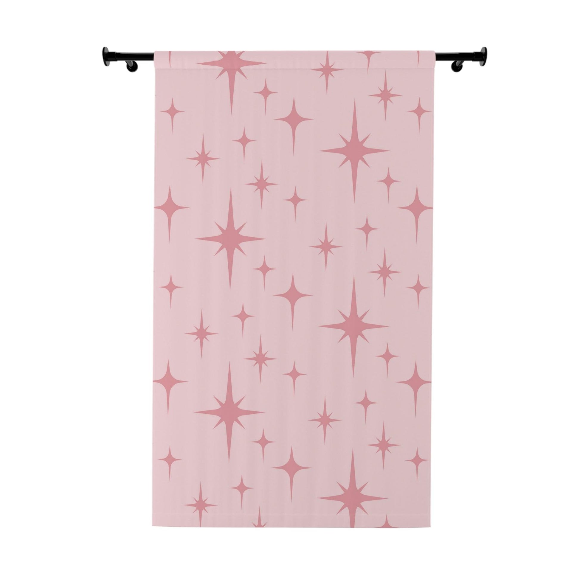 Retro 50s Pink Atomic Starburst Mid Century Modern Blackout Window Curtain | lovevisionkarma.com