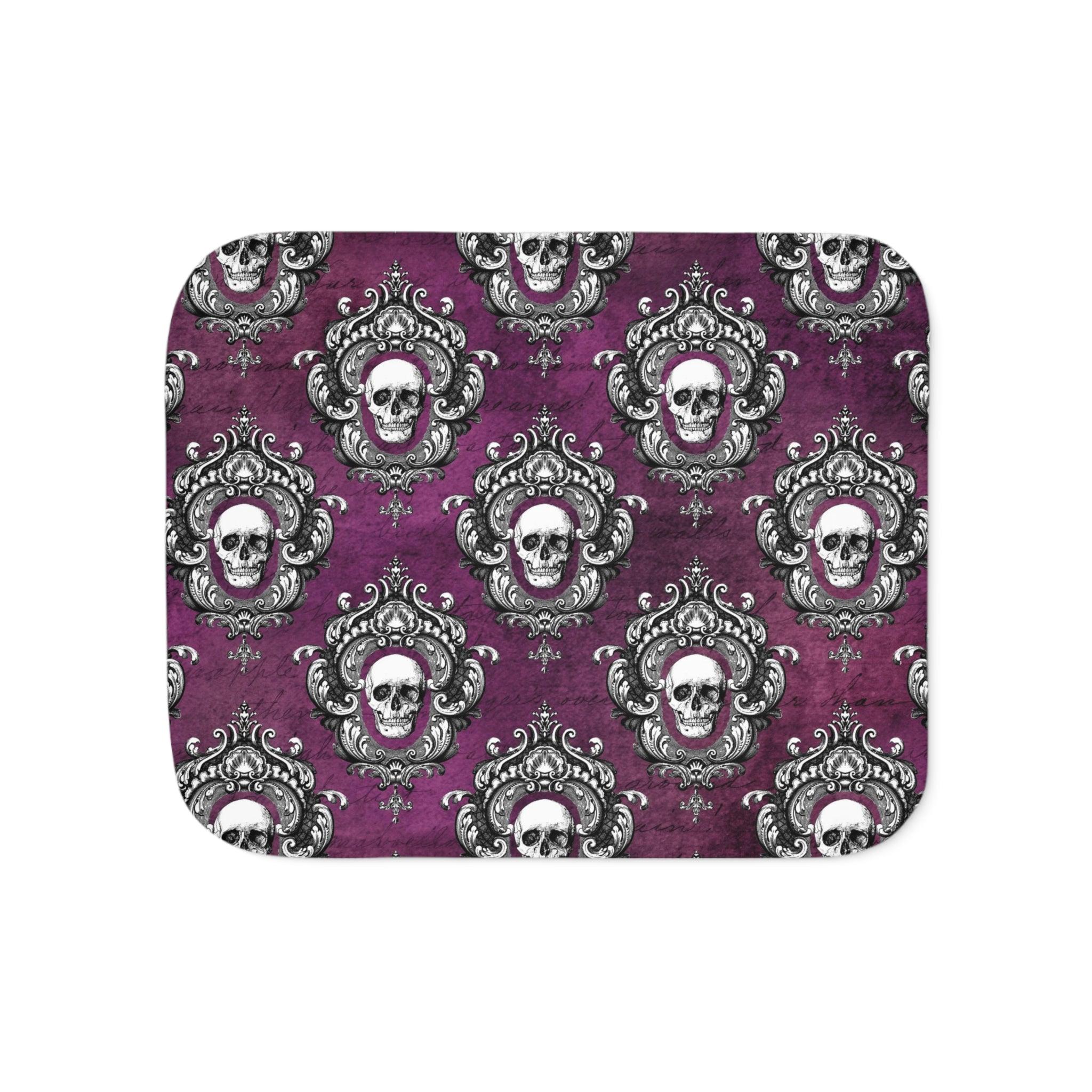 Gothic Skull Ornate Frame Purple Glam Goth Halloween Sherpa Blanket | lovevisionkarma.com