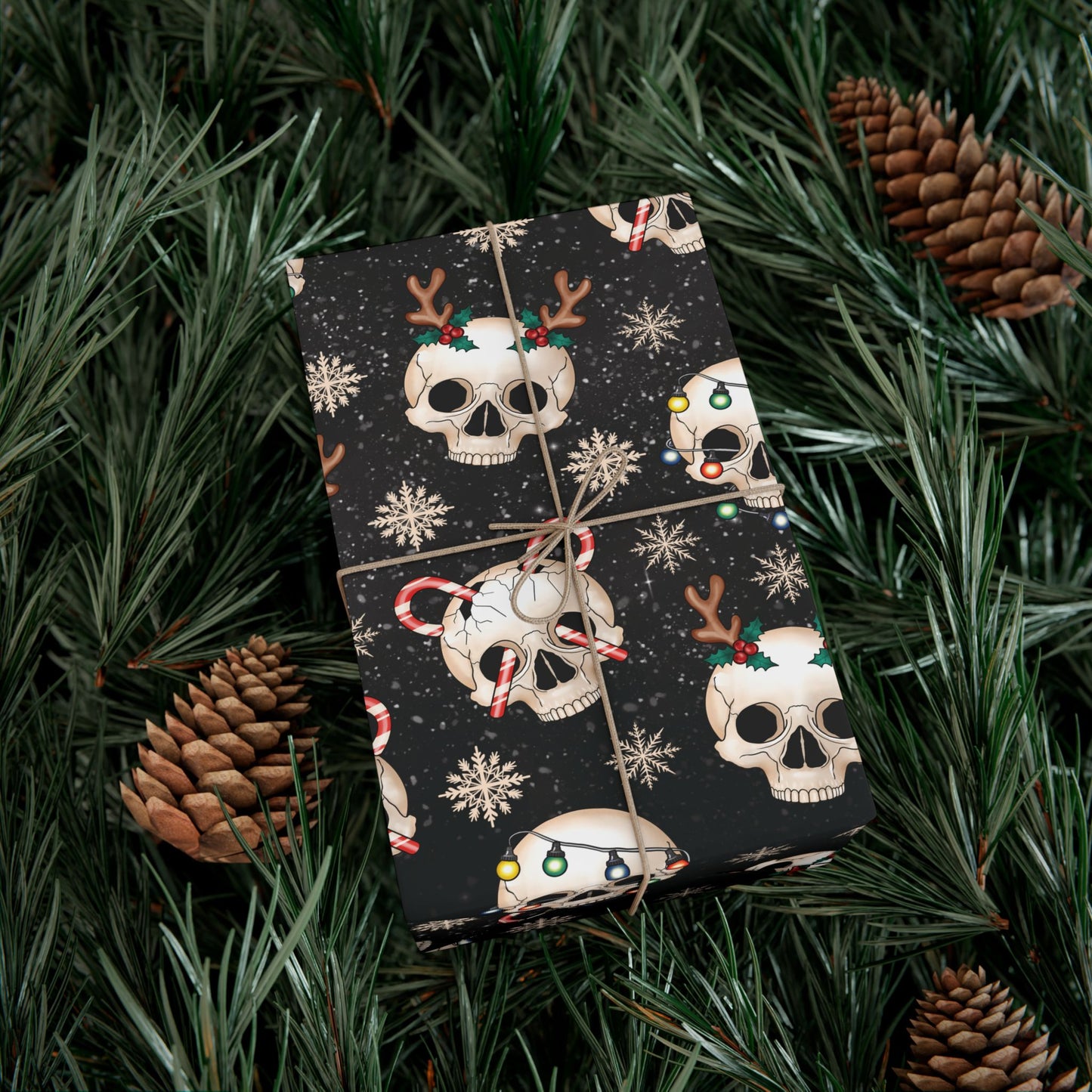 Goth Christmas Skulls, Gothmas & Creepmas Black Eco-Friendly Holiday Gift Wrap