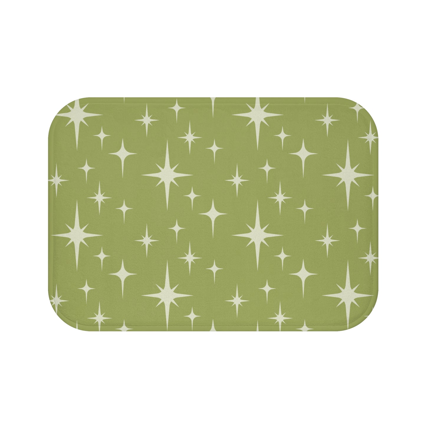 Retro Atomic Starburst 1950s Mid Century Chartreuse Green Bath Mat