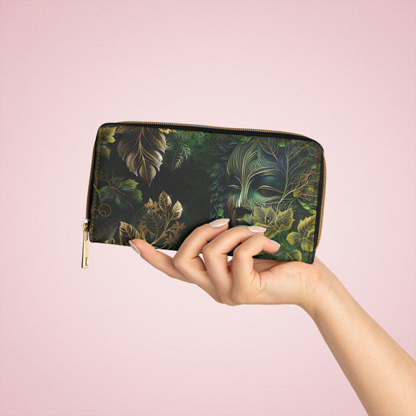 Magical Wood Nymph, Ethereal Forest Witch, Green Goddess Zipper Wallet