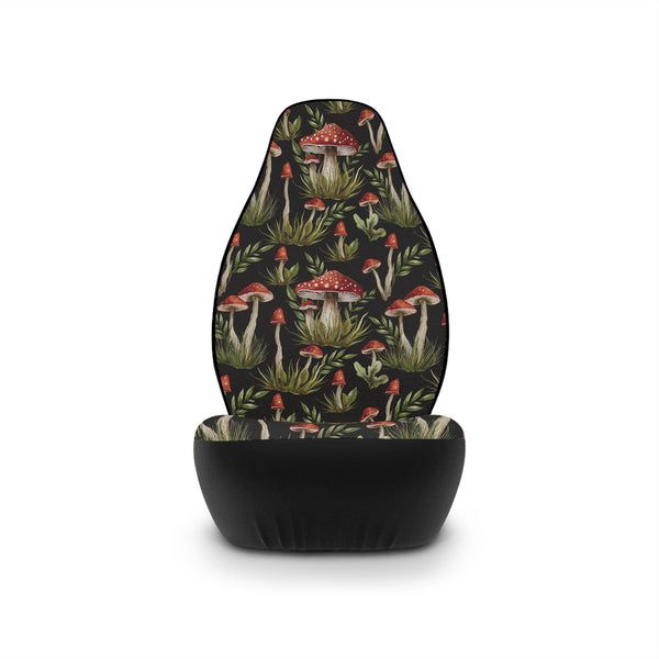Amanita Muscaria Mushroom, Dark Cottagecore Watercolor Black, Red & Green Car Seat Covers | lovevisionkarma.com