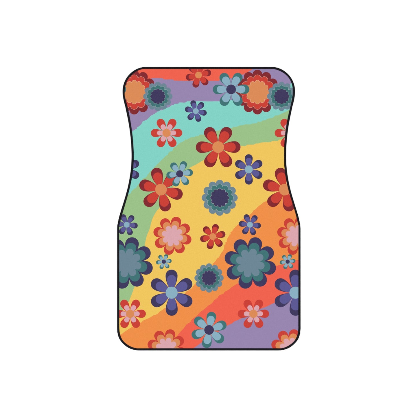 Cute and Groovy Hippie Flowers Retro 60's MCM Car Mats (Set of 4)