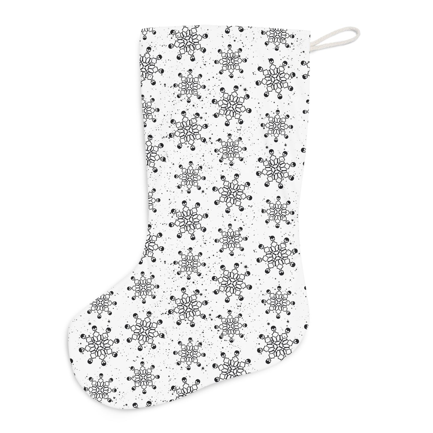 Goth Christmas Creepy Skull Snowflake, Scary Creepmas White Holiday Stocking