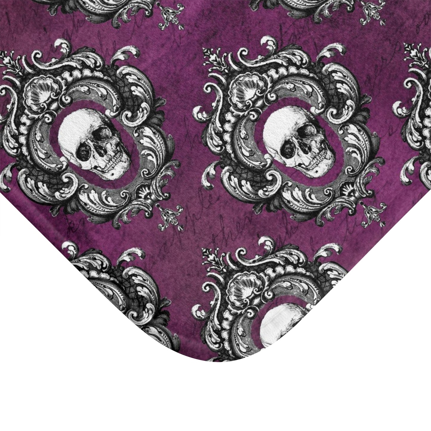 Gothic Skull Dark Academia Ornate Frame, Purple Glam Goth Bath Mat