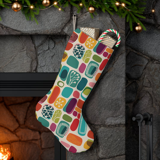 Retro 50s 60s Mid Century Mod Vibrant Abstract Christmas Stocking