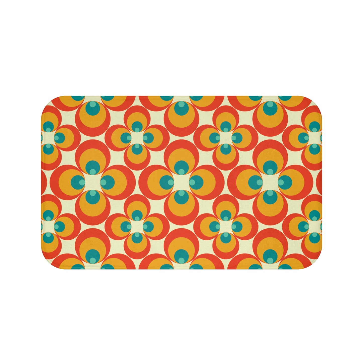 Retro 60s, 70s Orange Flowers Mid Century Modern Bath Mat