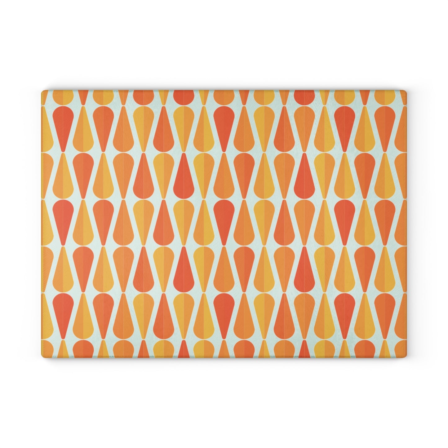 Retro 60s 70s Mid Century Modern Geometric Orange and Yellow Glass Cutting Board