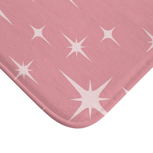 Retro 50s Atomic Starburst Pink Mid Century Modern Bath Mat