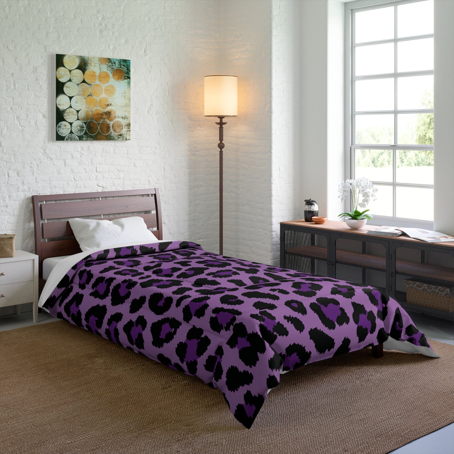 Purple Leopard Animal Print Cheetah Spots Comforter