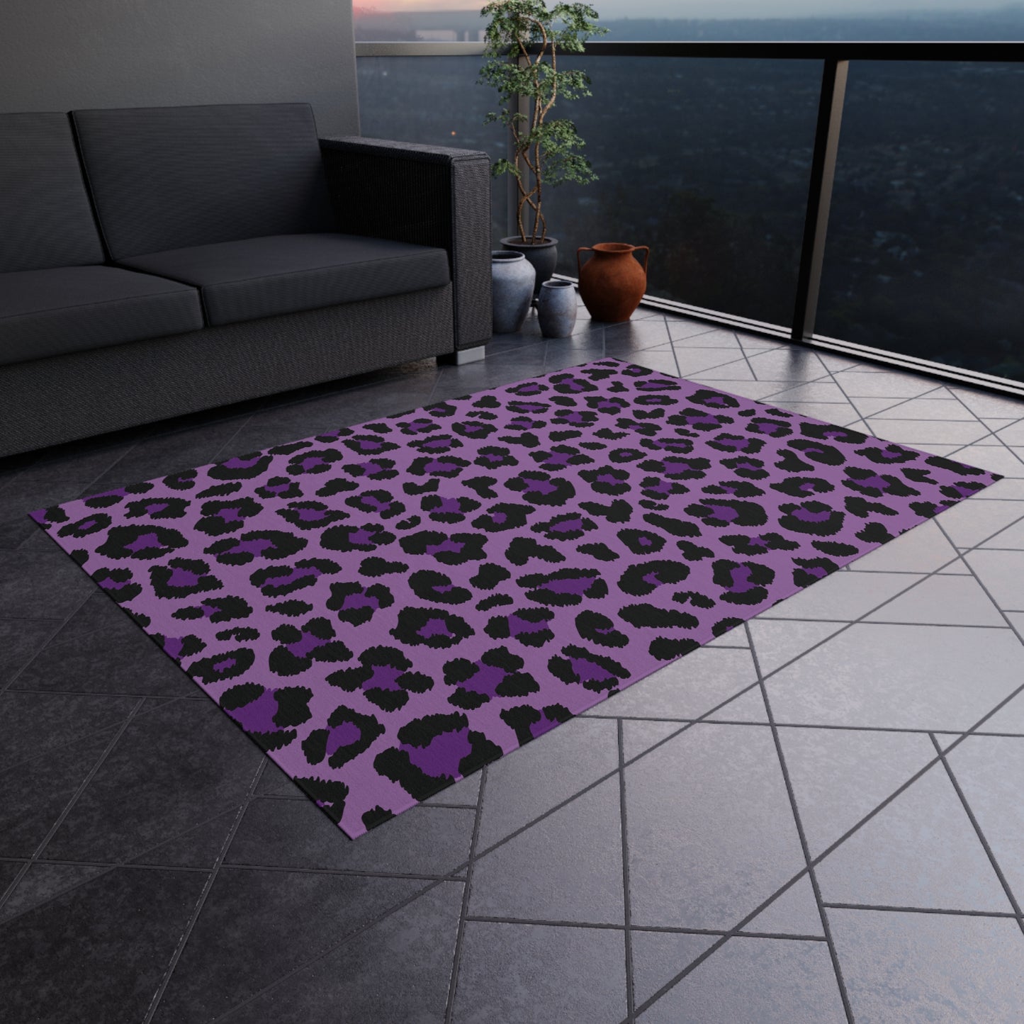 Purple Leopard Cheetah Animal Print Indoor/Outdoor Accent Rug