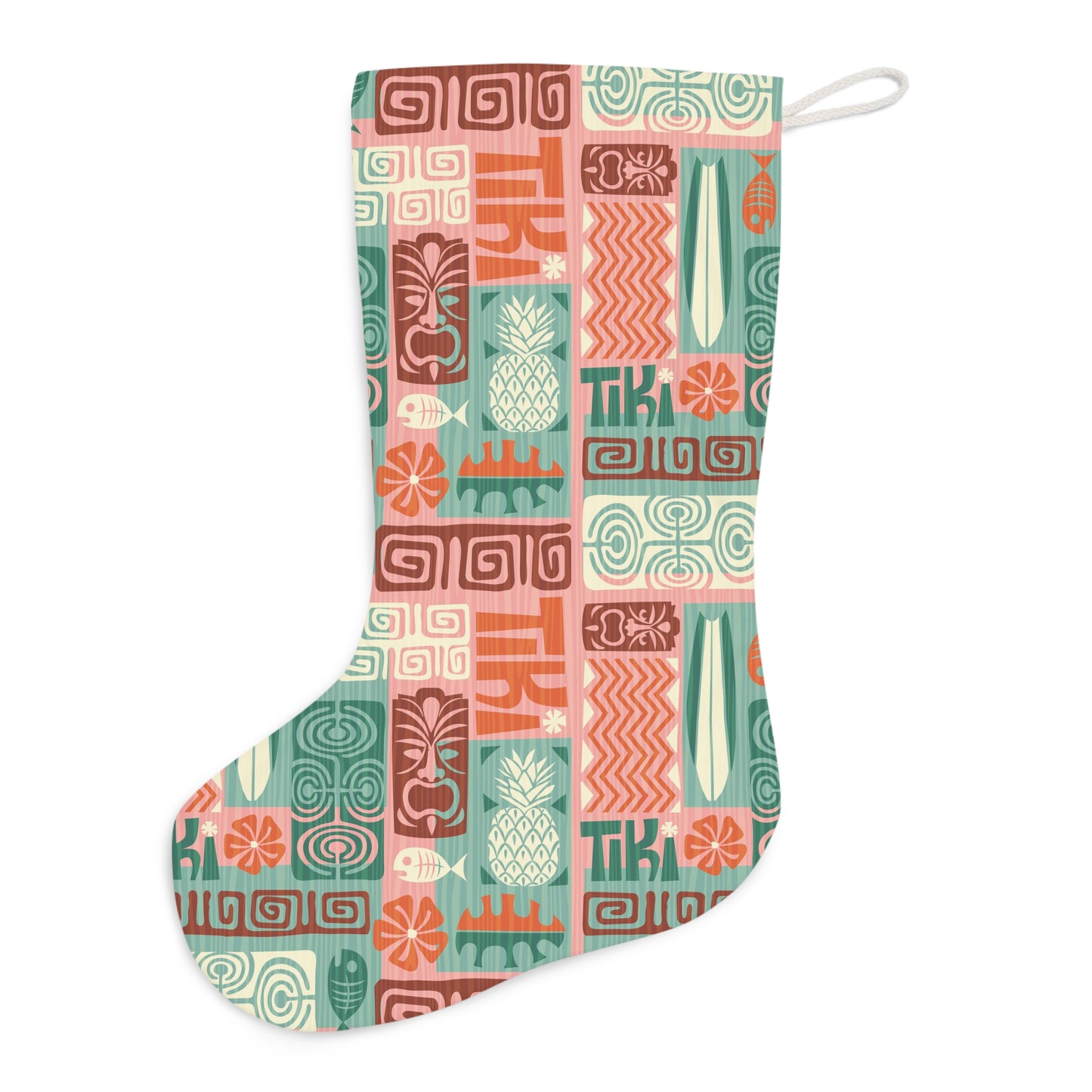 Retro 60s Tiki Christmas Mid Century Modern Multicolor Holiday Stocking