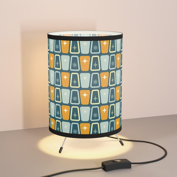 Atomic Burst Retro 50s Mid Century Blue & Mustard Tabletop Accent Lamp | lovevisionkarma.com