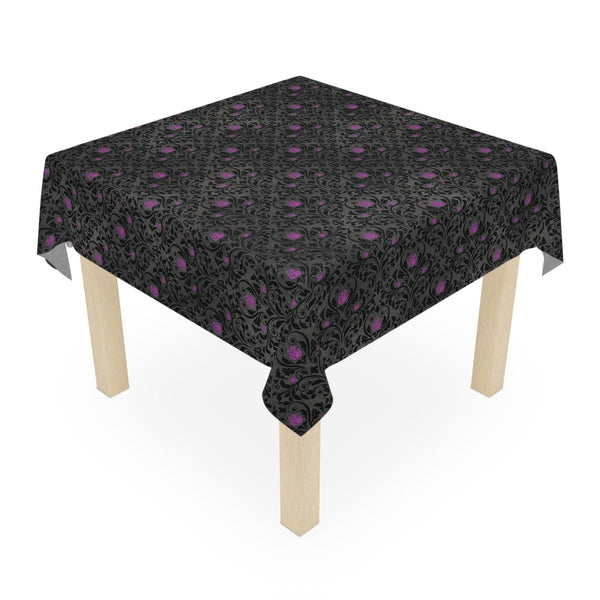 Victorian Goth Damask Purple and Black Halloween Tablecloth | lovevisionkarma.com