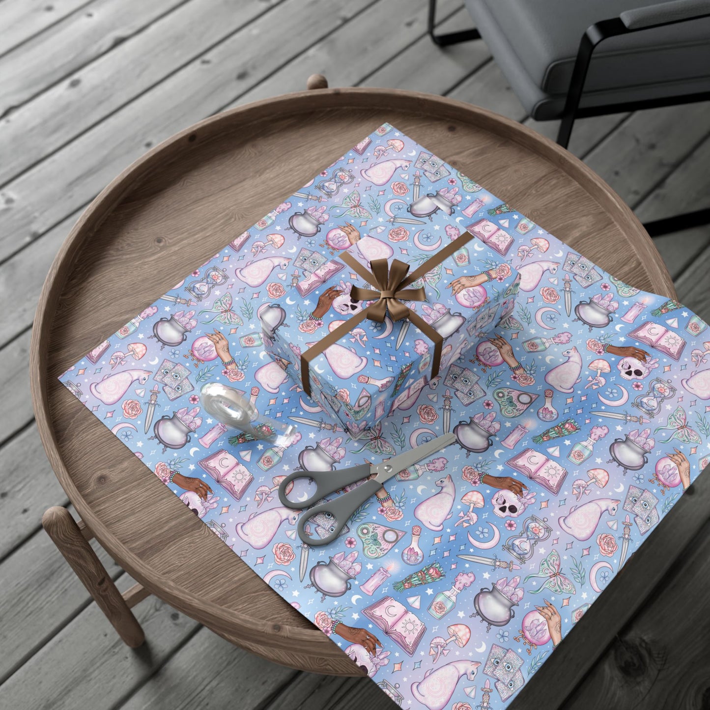 Kawaii Pastel Goth, Witchy Whimsigoth Blue Eco-Friendly Gift Wrap