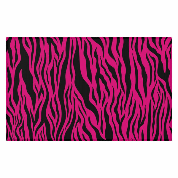 Pink Tiger Stripe Animal Print Accent Rug