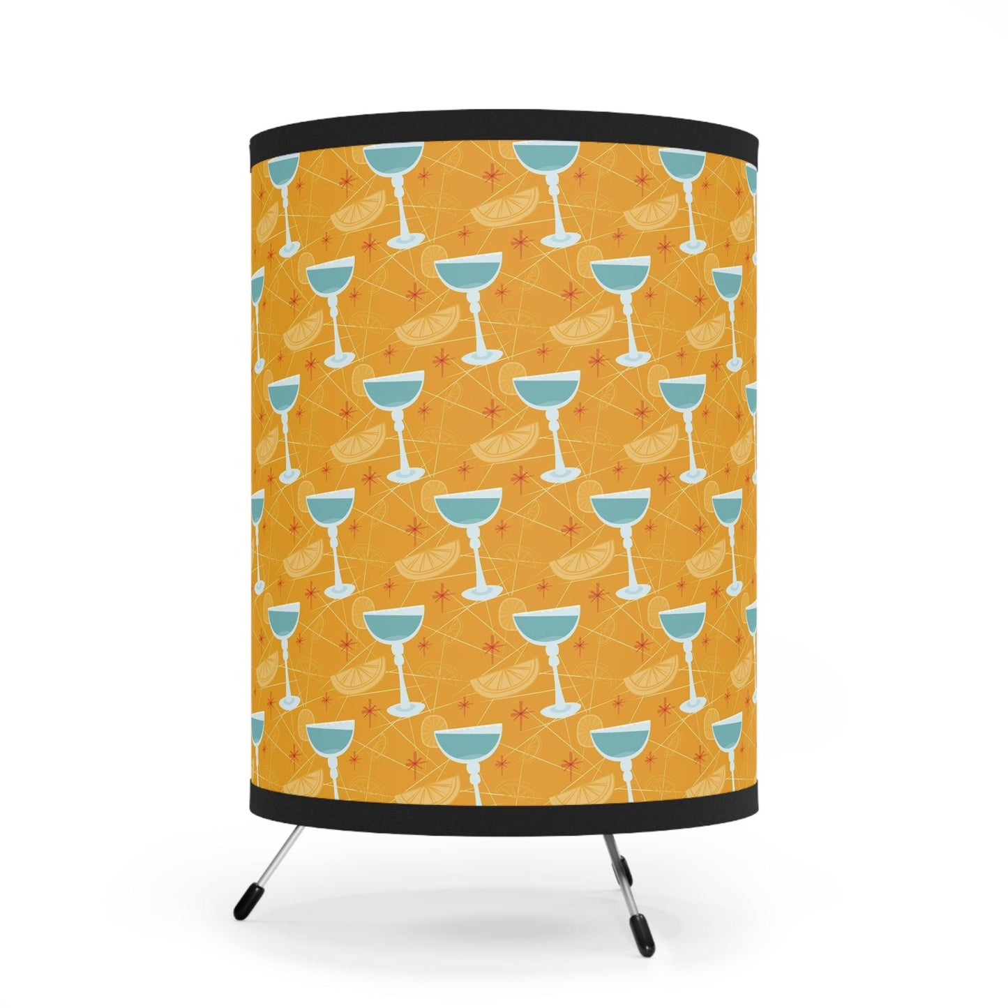 Retro 50s Kitsch Mid Century Cocktails Yellow and Blue Tabletop Accent Lamp | lovevisionkarma.com