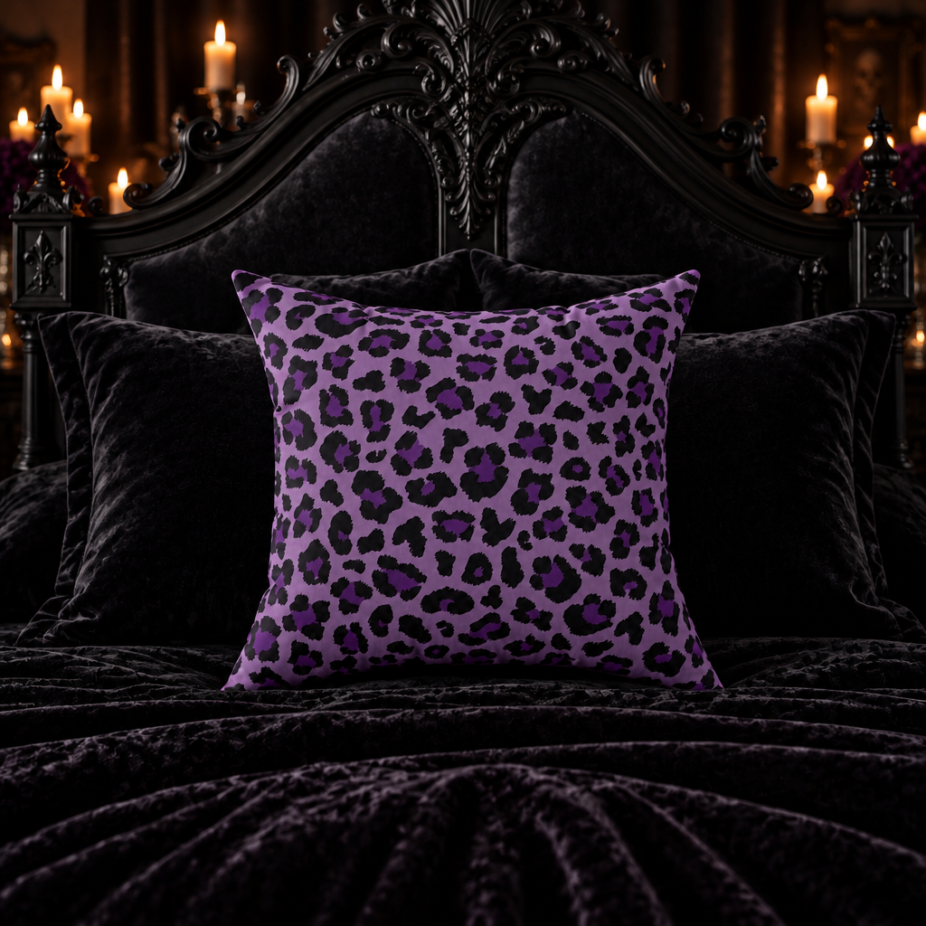 Purple Leopard Spots Cheetah Animal Print Throw Pillow
