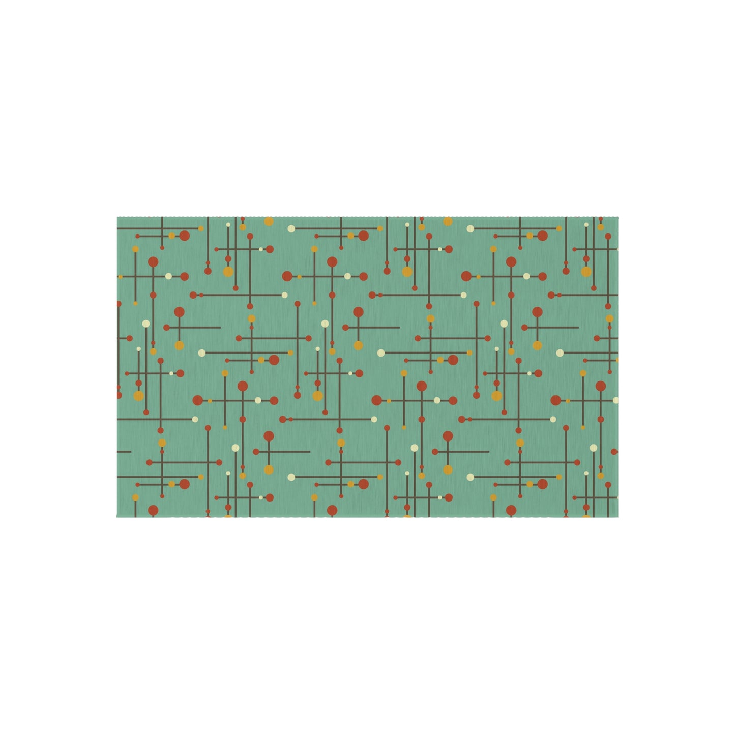 Retro 50's Eames Inspired Mid Century Mod Lines Anti-Slip Teal Blue Indoor/Outdoor Accent Rug