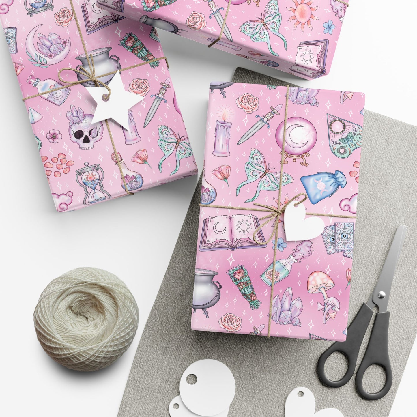 Witchy Pastel Goth Christmas, Kawaii Whimsigoth Pink Eco-Friendly Gift Wrap Paper