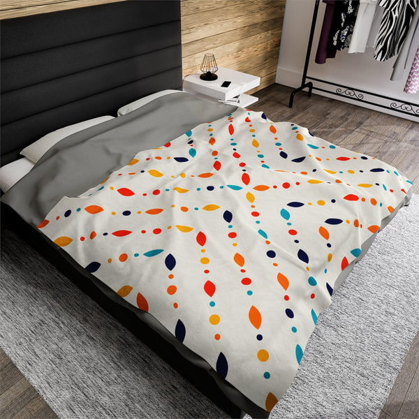 Retro Mid Century Mod Minimalist Colorful Velveteen Lightweight Blanket
