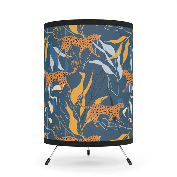 Retro Boho Leopard Jungle Cat MCM Blue Tabletop Accent Lamp | lovevisionkarma.com
