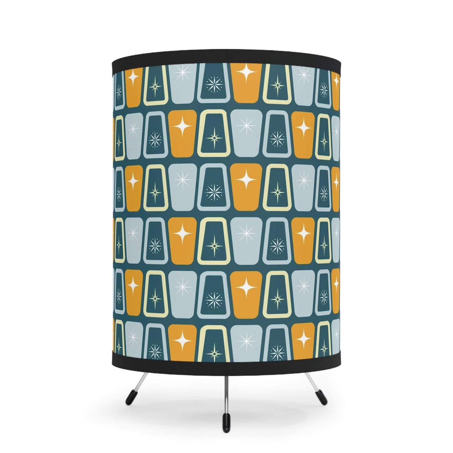 Atomic Burst Retro 50s Mid Century Blue & Mustard Tabletop Accent Lamp | lovevisionkarma.com