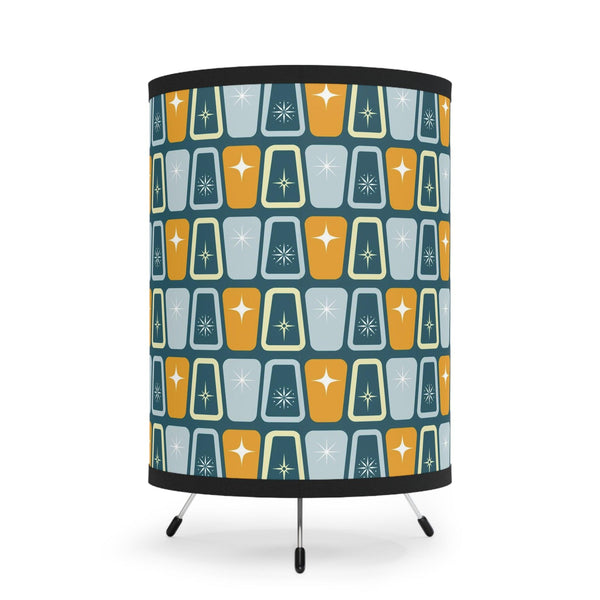 Atomic Burst Retro 50s Mid Century Blue & Mustard Tabletop Accent Lamp | lovevisionkarma.com