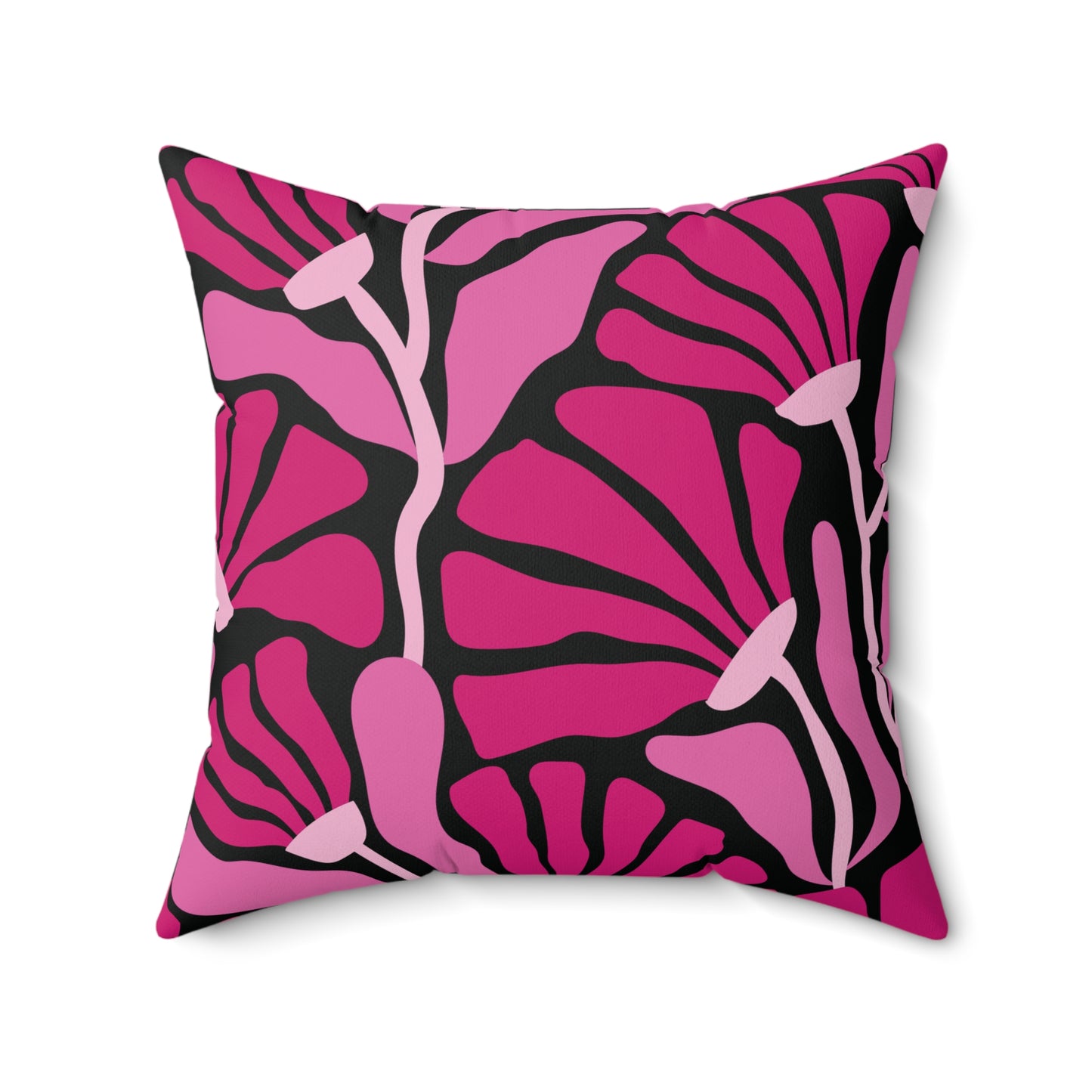 Groovy Mod Minimalist Flowers MCM Pink & Black Throw Pillow