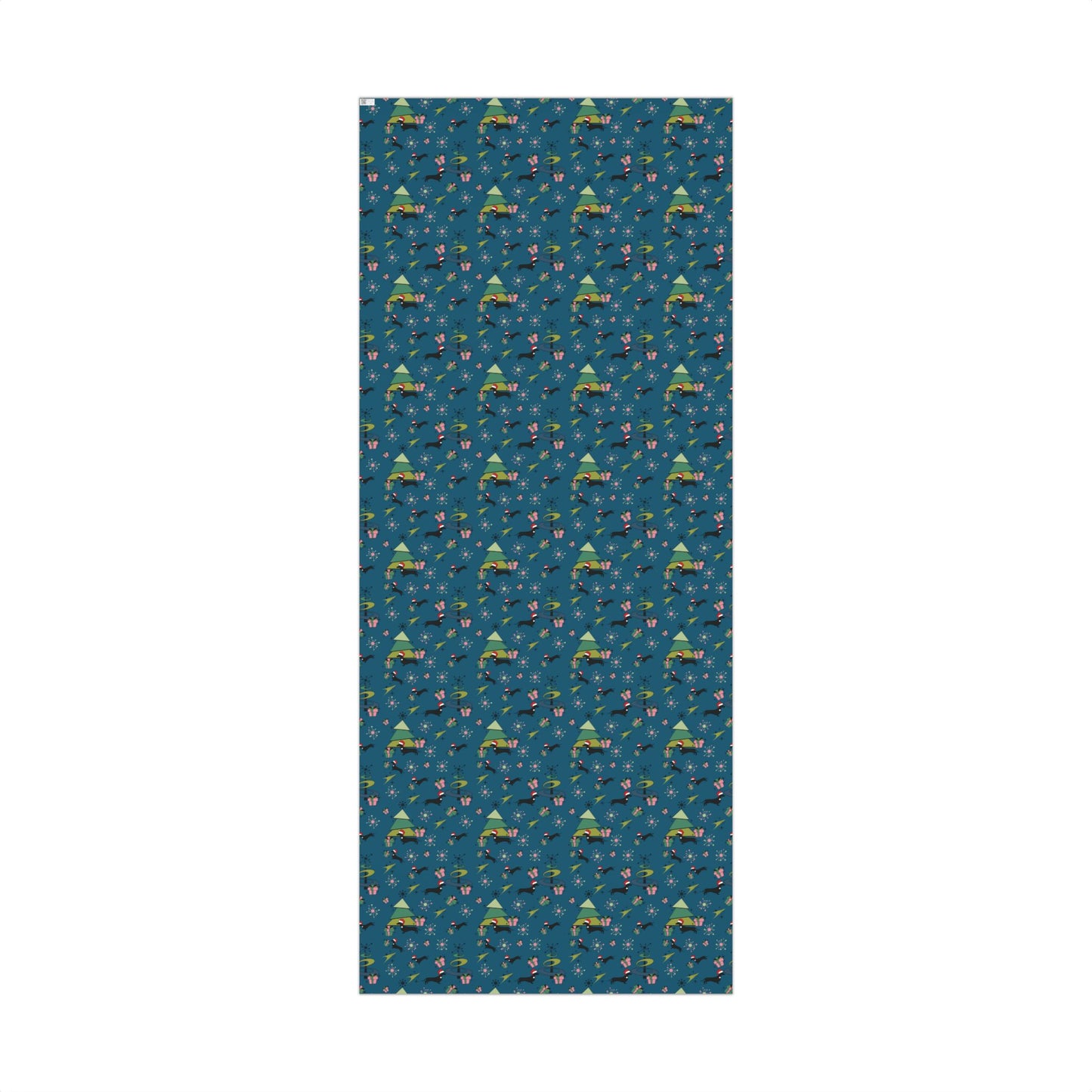 Retro 50s Atomic Dachshund Wiener Dog MCM Blue Eco-Friendly Wrapping Paper