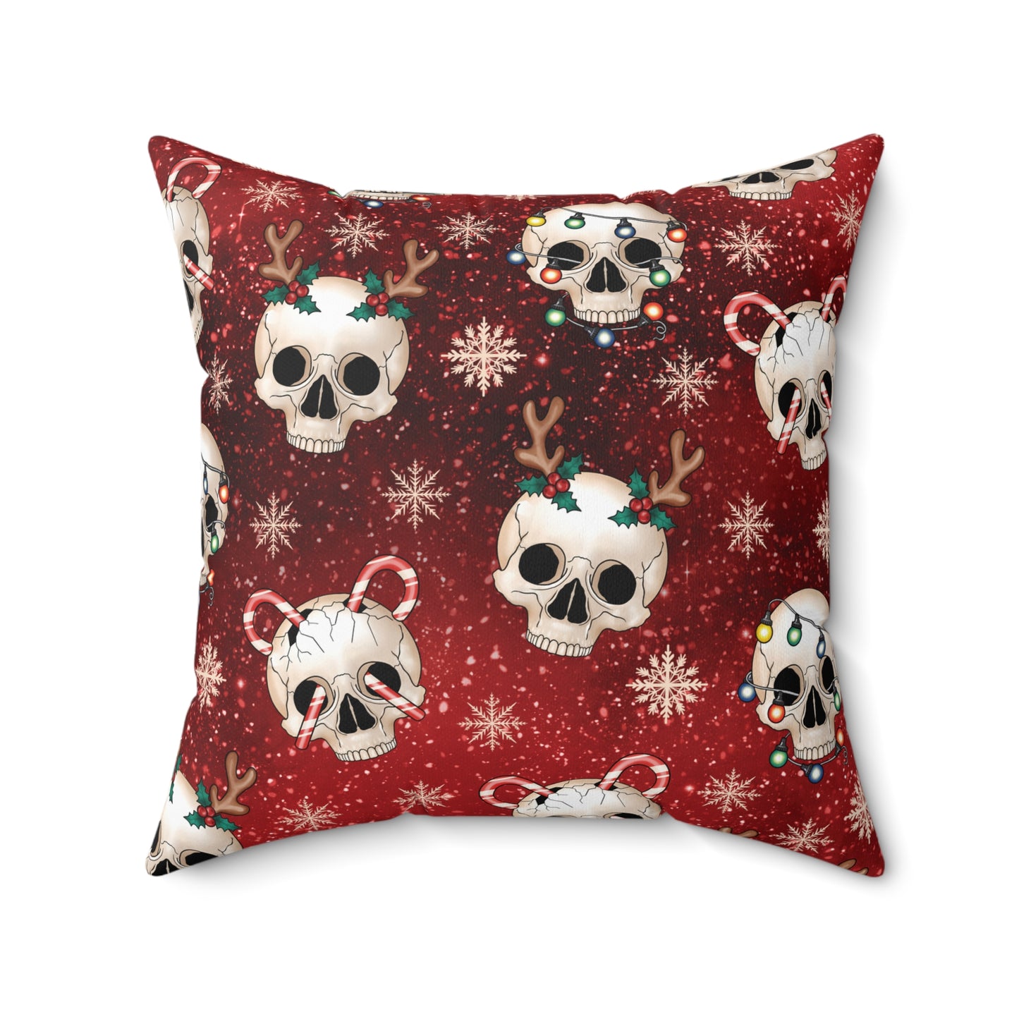 Kitschy Goth Christmas Skulls Red Gothmas & Creepmas Holiday Accent Pillow