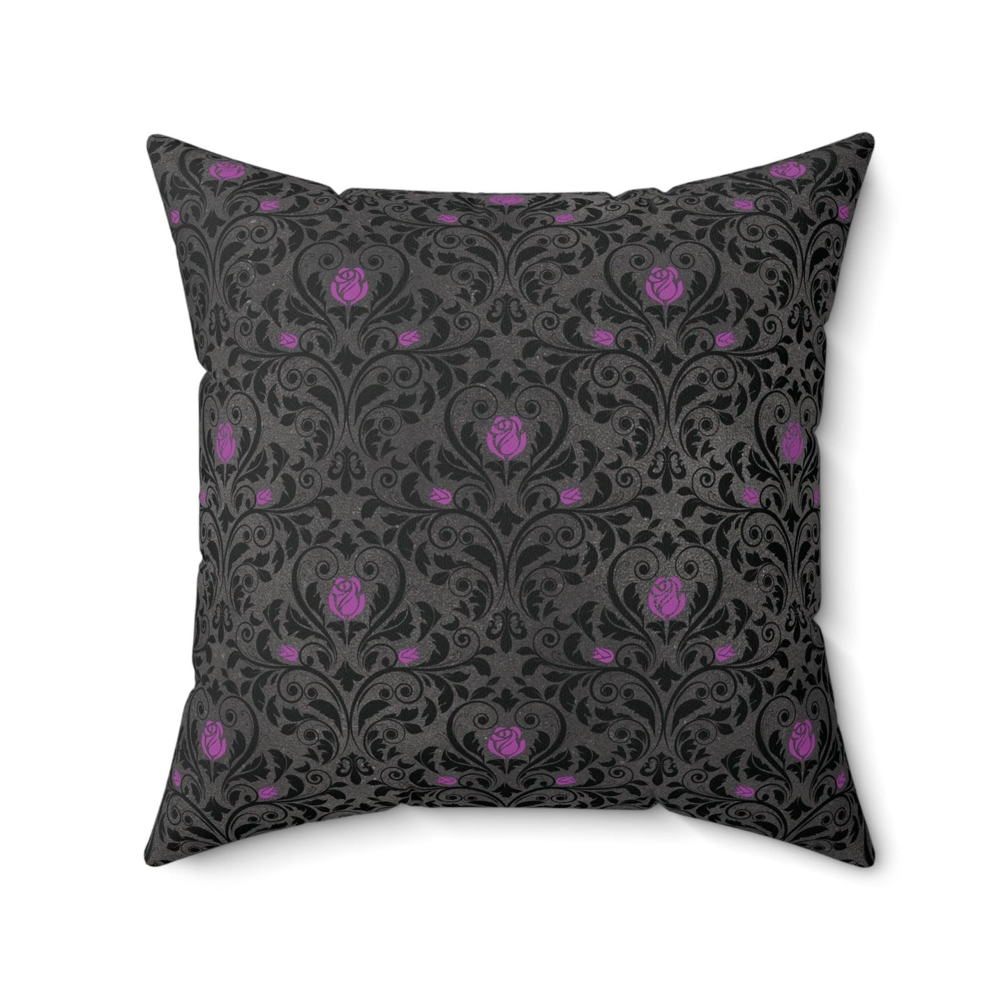 Victorian Goth Damask Purple & Black Halloween, Dark Academia Throw Pillow | lovevisionkarma.com