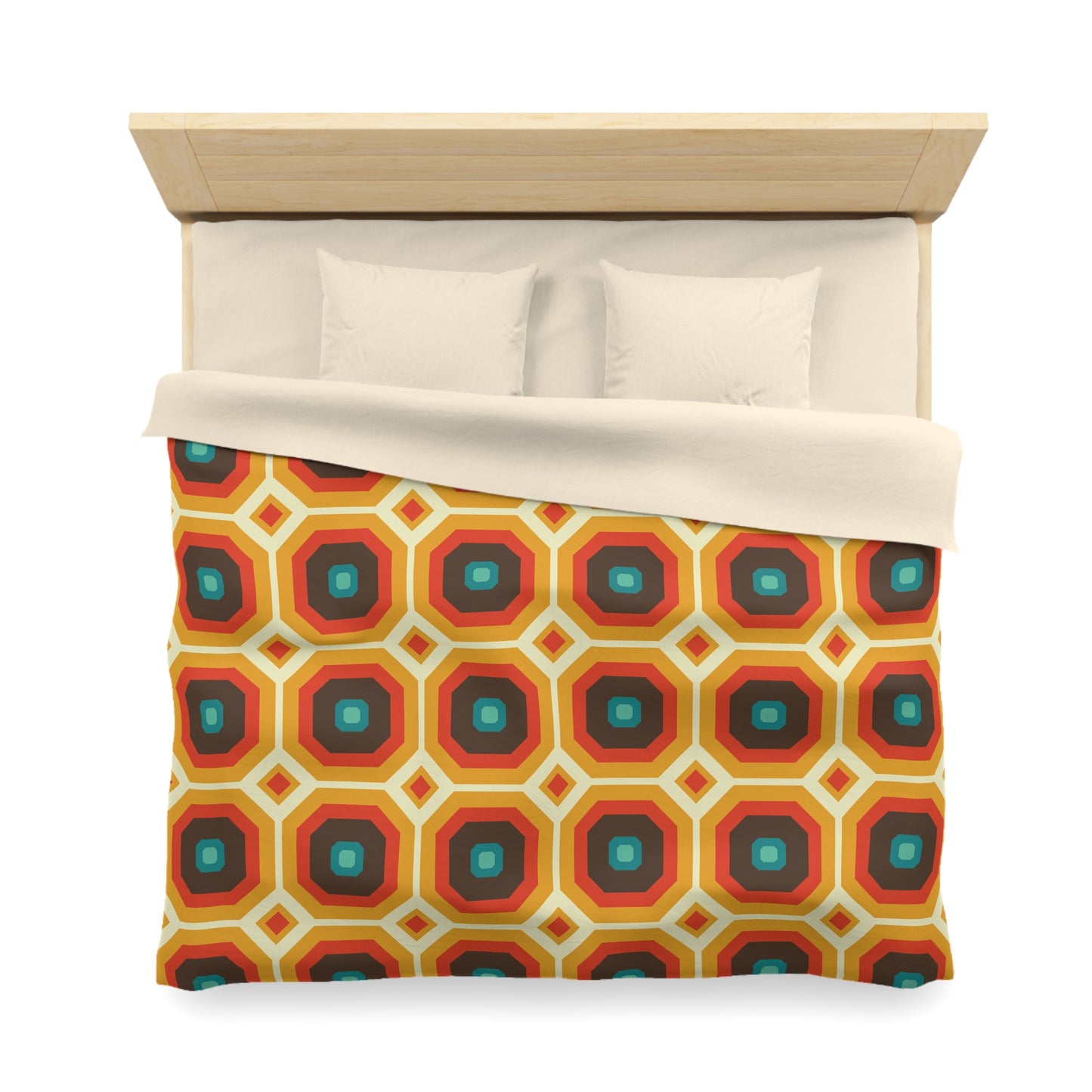 Retro 60s 70s Funky Mid Century Mod Orange & Brown Duvet Cover