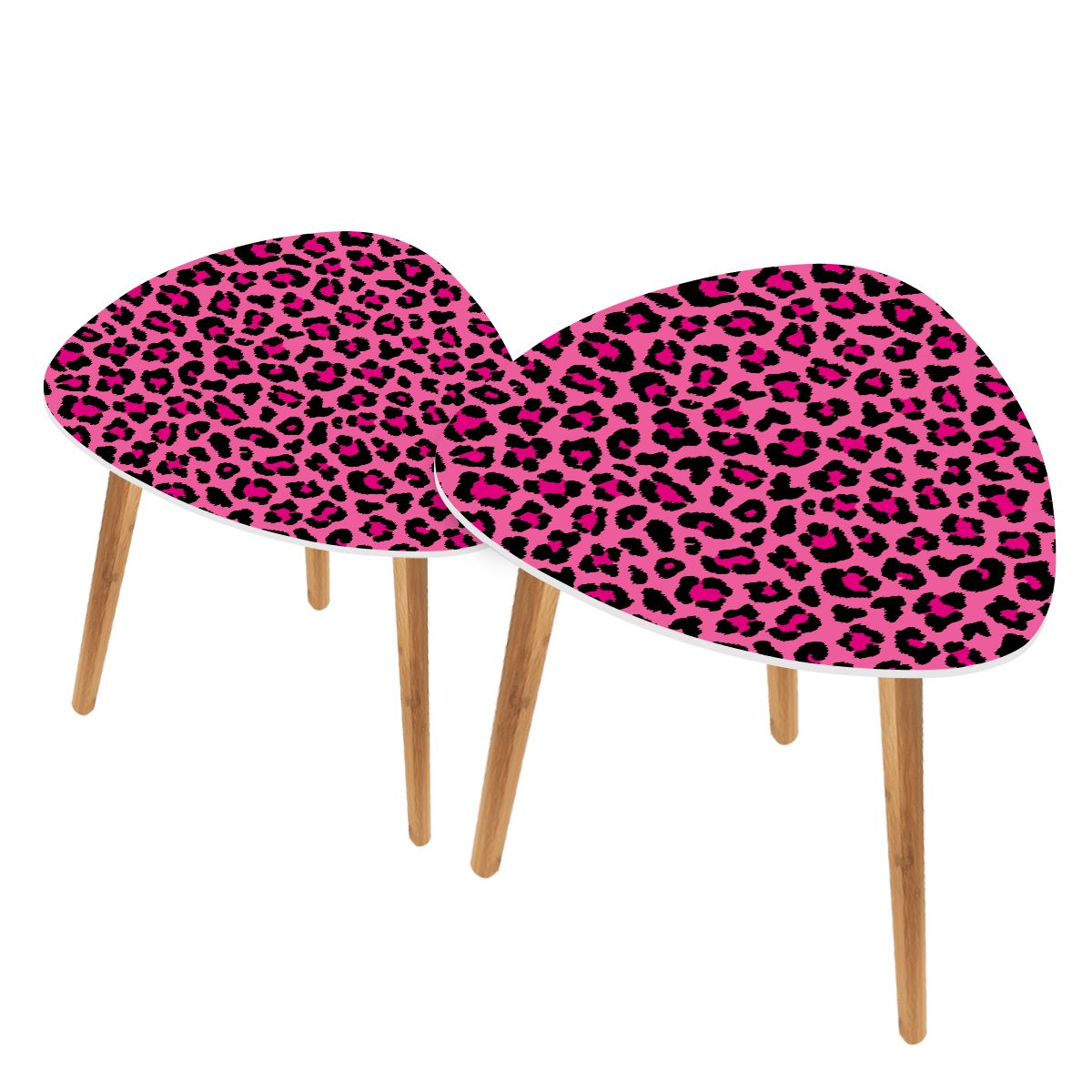 Pink Leopard Spots Cheetah Animal Print Nesting Accent Tables