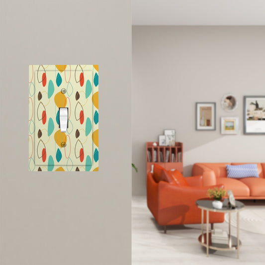 Retro 50s Atomic Abstract Mid Century Modern Multicolor Single Toggle Light Switch Cover (1-Gang Wall Plate)