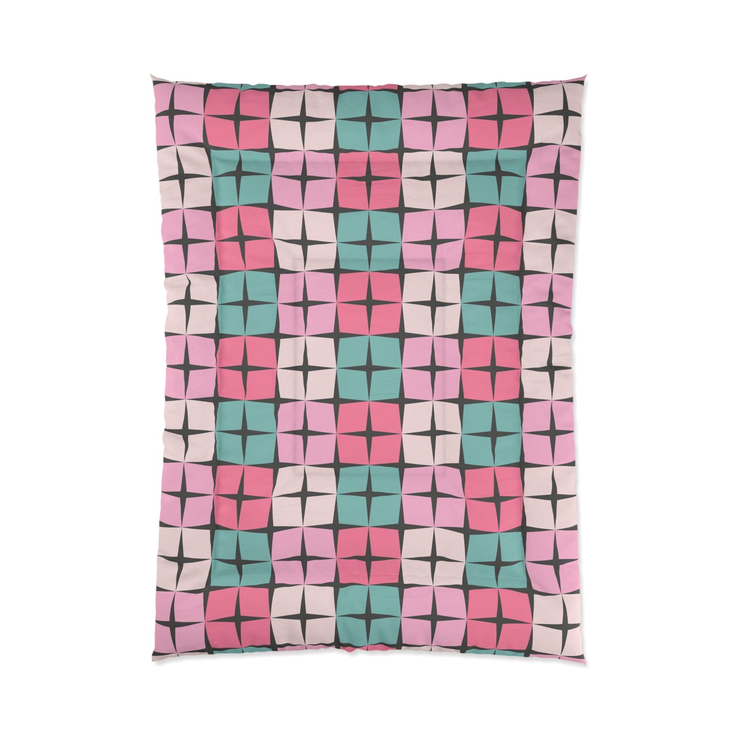Palm Springs Bedding Retro Inspired 50s 60s Atomic Star Mid Century Mod Pink & Turquoise Blue Comforter