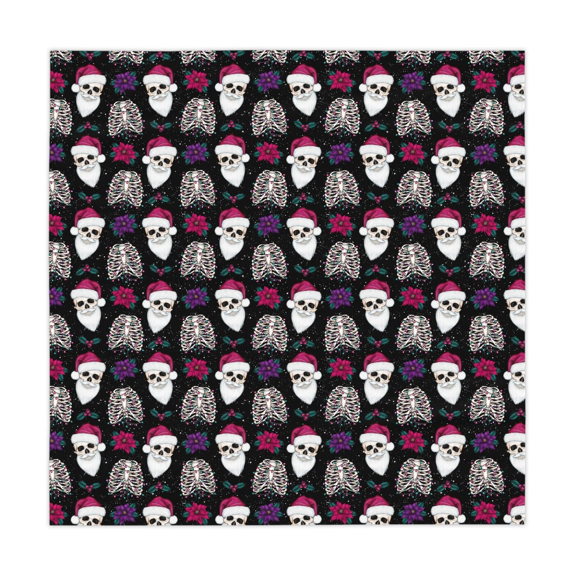 Santa Skull Goth Christmas, Kitschy Creepmas Black Whimsigoth Tablecloth | lovevisionkarma.com