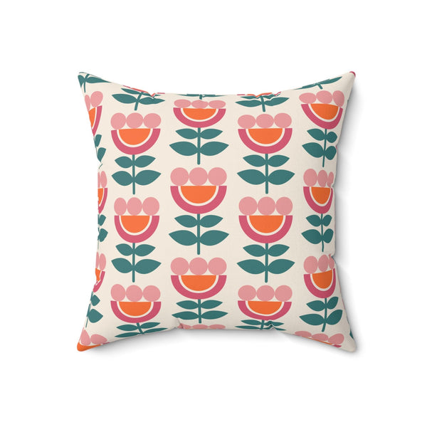 Retro Danish Flowers Scandinavian Mid Century Mod Multicolor Throw Pillow