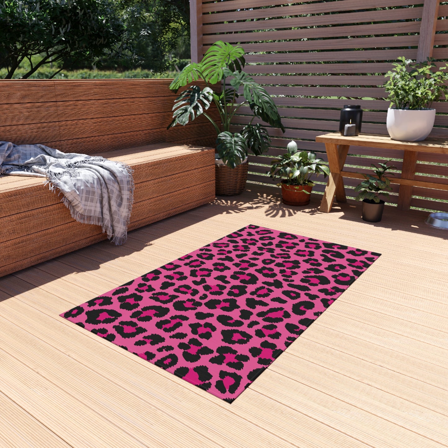 Pink Leopard Cheetah Animal Print Indoor/Outdoor Accent Rug