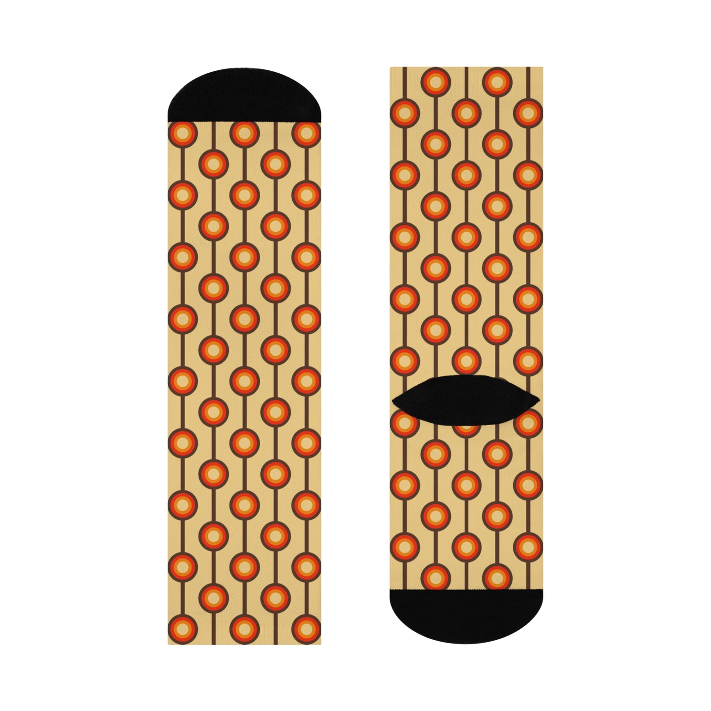 Funky 70s Retro MCM Brown, Orange & Beige Cushioned Unisex Crew Socks