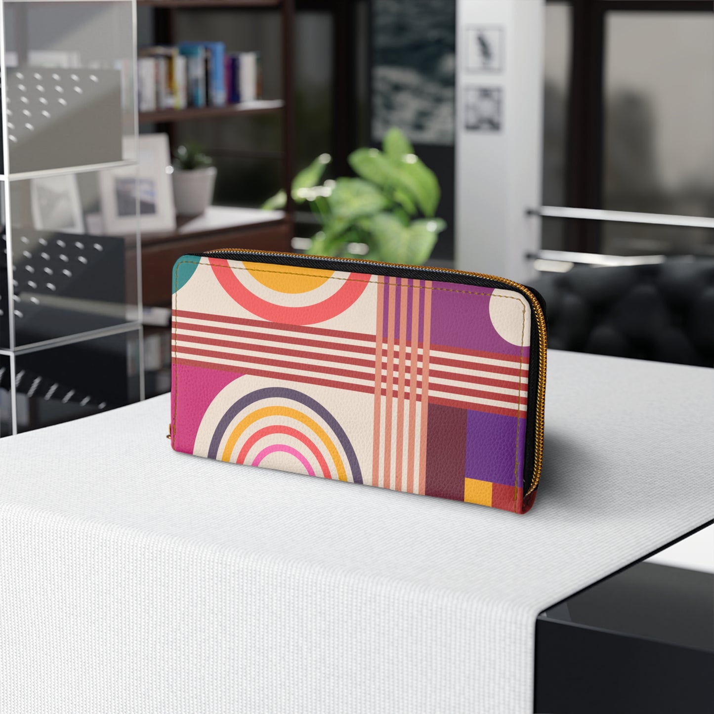 Retro Bauhaus Bold Abstract Colorful MCM Zipper Wallet