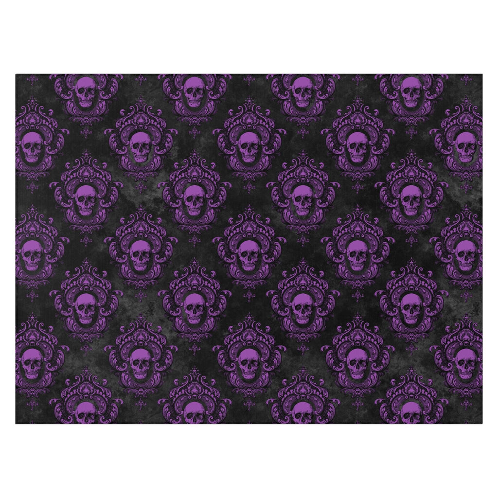 Gothic Purple Skulls on Black Halloween Pillow Goth Glam